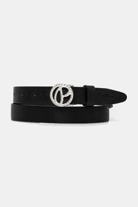 Pepe Jeans curea de piele ATHEMOND BELT femei, culoarea negru, PL020866