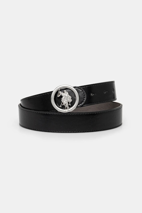 Кожаный ремень U.S. Polo Assn. Marshal женский цвет чёрный AIUQQ2567WAJ