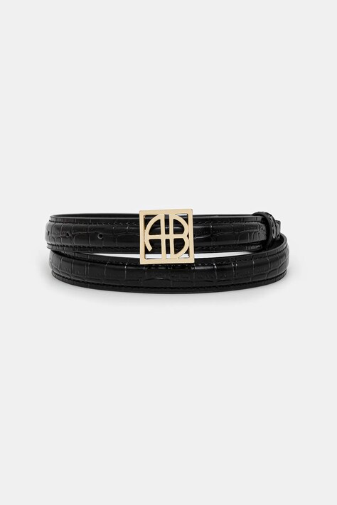 Anine Bing pasek skórzany Monogram Belt damski kolor czarny A.12.10461