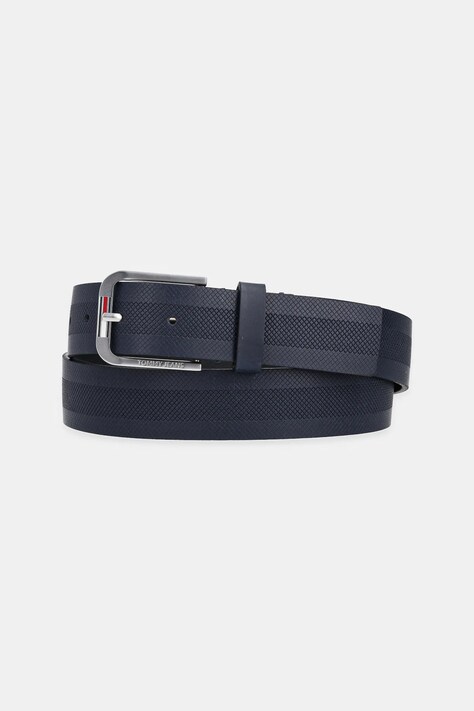 Tommy Jeans curea de piele barbati, culoarea albastru marin, AM0AM12926