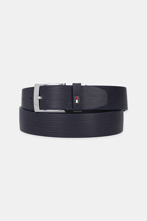 Kožený opasok Tommy Hilfiger pánsky, tmavomodrá farba, AM0AM13015