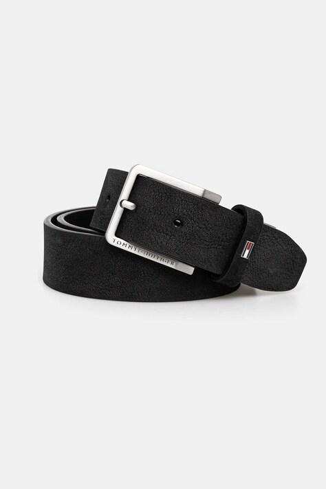 Kožený pásek Tommy Hilfiger pánský, černá barva, AM0AM13019