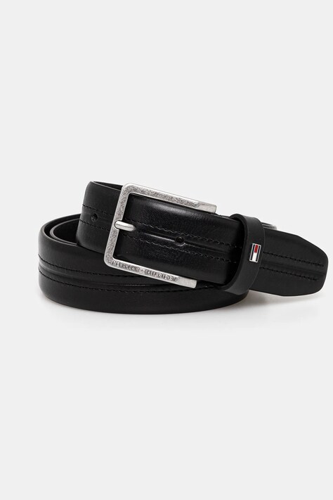Kožený pásek Tommy Hilfiger pánský, černá barva, AM0AM13304