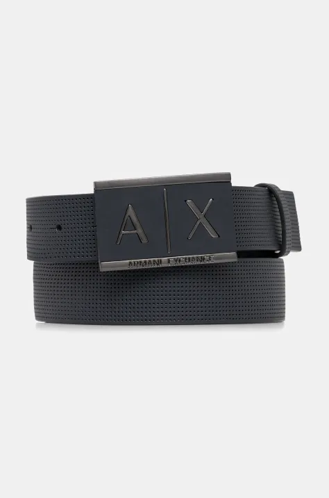 Kožený opasok Armani Exchange pánsky, tmavomodrá farba, 951019 CC507