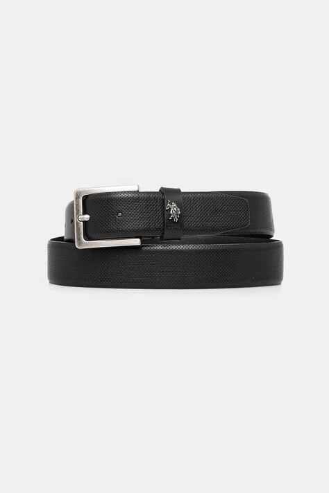 Кожаный ремень U.S. Polo Assn. Michigan мужской цвет чёрный WIUQH2570MHA