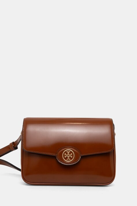 Tory Burch bőr táska Robinson barna, 143122.223