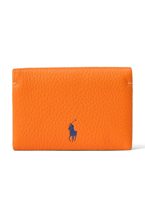 Kožená peněženka Polo Ralph Lauren oranžová barva, 427949873