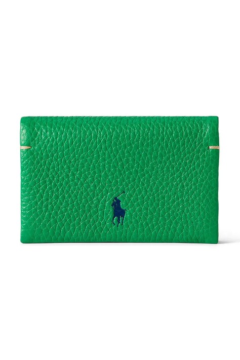 Polo Ralph Lauren portofel de piele femei, culoarea verde, 427949873