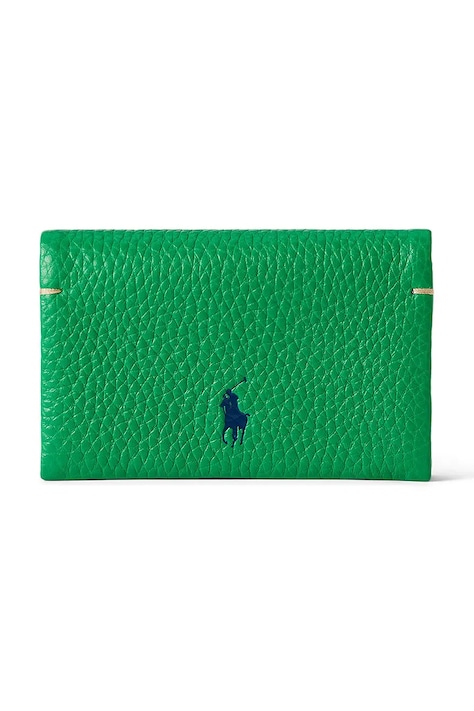 Δερμάτινο πορτοφόλι Polo Ralph Lauren γυναικείο, χρώμα: πράσινο, 427949873