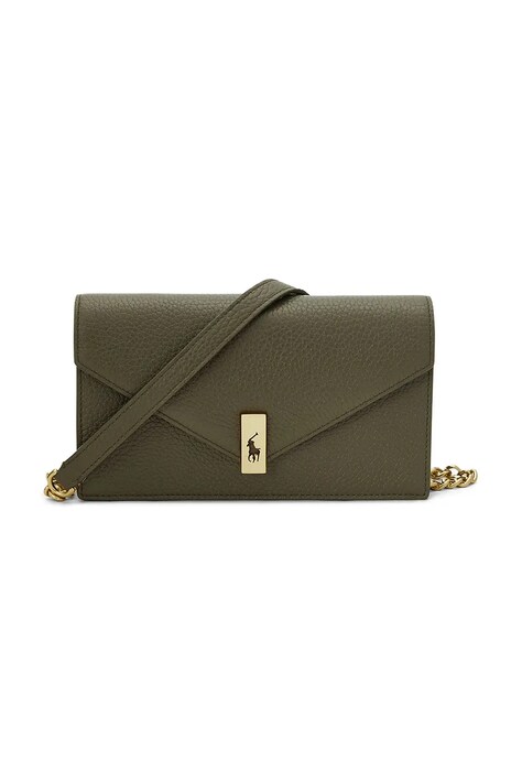 Polo Ralph Lauren portofel de piele femei, culoarea verde, 427960603