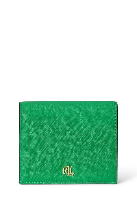 Lauren Ralph Lauren portfel skórzany damski kolor zielony 432962112