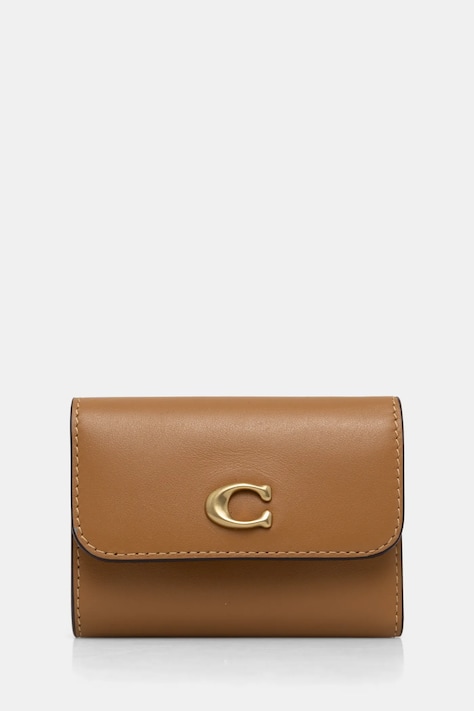 Кожаный кошелек Coach женский цвет бежевый CZ111