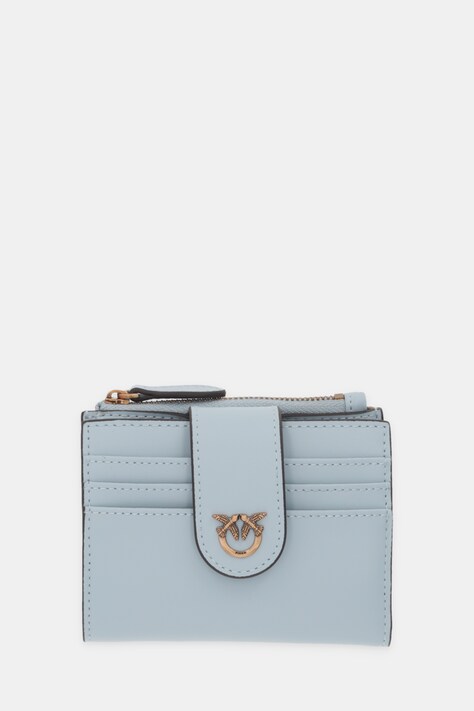 Pinko portfel skórzany damski kolor niebieski 103610 A0F1