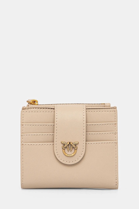 Δερμάτινο πορτοφόλι Pinko γυναικείο, χρώμα: μπεζ, 103610 A0F1