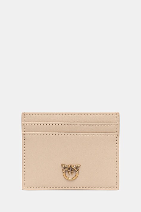 Kožni etui za kartice Pinko boja: bež, 103762 A0F1