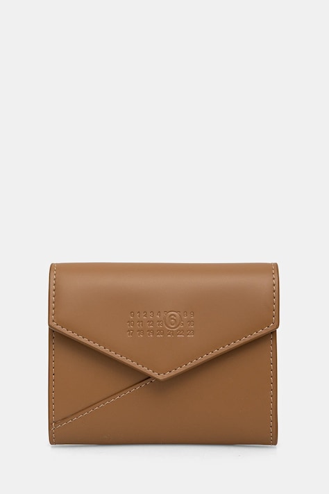 Kožená peněženka MM6 Maison Margiela hnědá barva, SA5UI0010.P7183