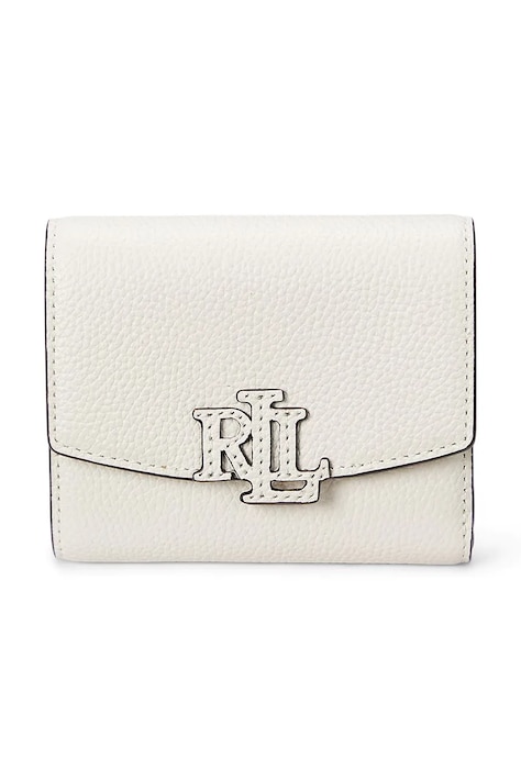 Δερμάτινο πορτοφόλι Lauren Ralph Lauren γυναικείο, χρώμα: άσπρο, 432966782