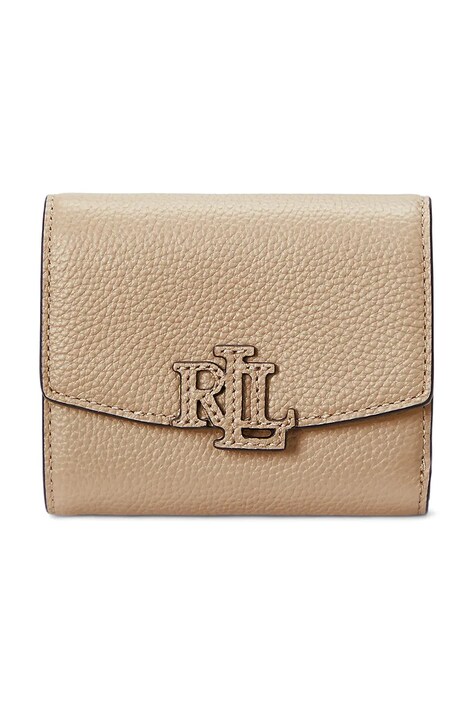 Lauren Ralph Lauren portfel skórzany damski kolor beżowy 432966782
