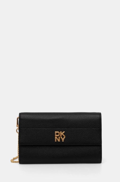 Dkny portfel skórzany damski kolor czarny R445AI72