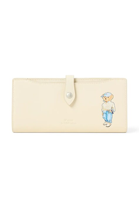 Polo Ralph Lauren portofel de piele femei, culoarea bej, 427967717