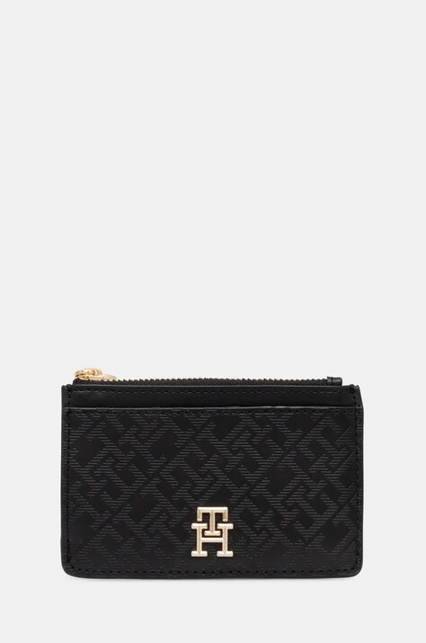 Peňaženka Tommy Hilfiger dámska, čierna farba, AW0AW17401