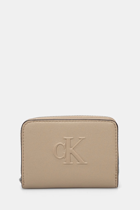 Peňaženka Calvin Klein Jeans dámska, béžová farba, LV04K1004G
