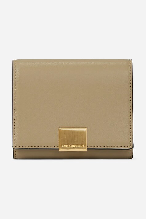 Kožená peňaženka Karl Lagerfeld dámska, béžová farba, A2W32030