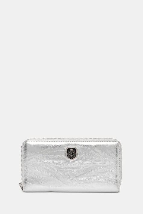 The Kooples portofel de piele femei, culoarea argintiu, AFPM30001K