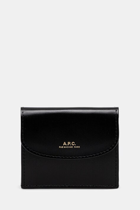 A.P.C. portfel skórzany Trifold Geneve damski kolor czarny PXBMW.F63483