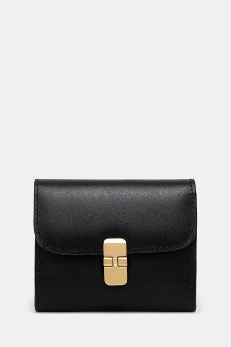 A.P.C. portfel skórzany Compact Grace damski kolor czarny PXBMW.F63603