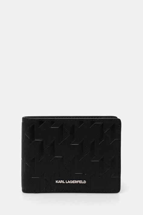 Шкіряний гаманець Karl Lagerfeld K/LOOM чоловічий колір чорний A1M32015