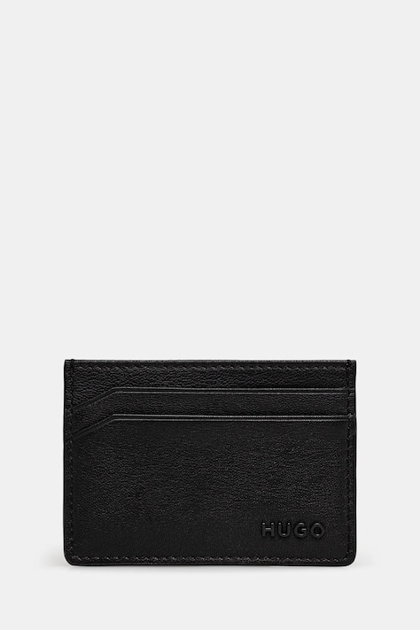 HUGO etui na karty skórzane kolor czarny 50536063