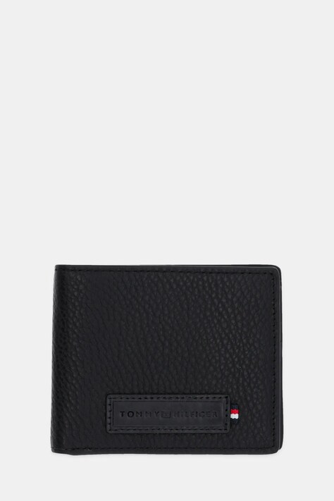 Kožená peněženka Tommy Hilfiger černá barva, AM0AM13031