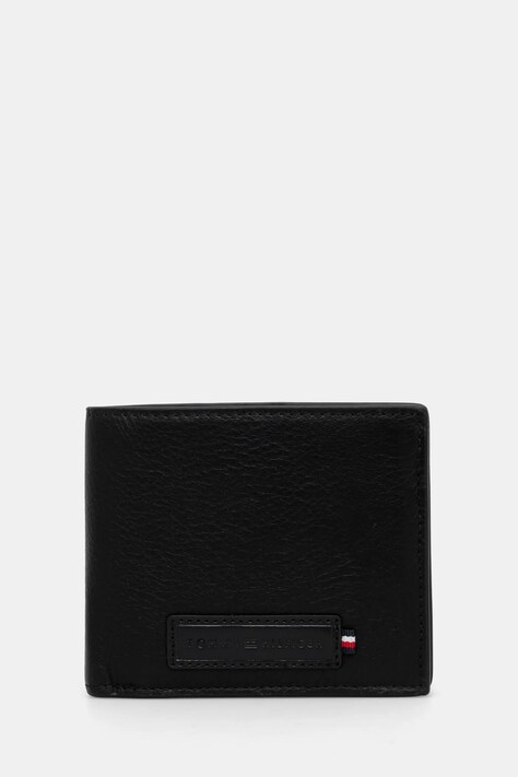 Kožená peňaženka Tommy Hilfiger pánska, čierna farba, AM0AM13032