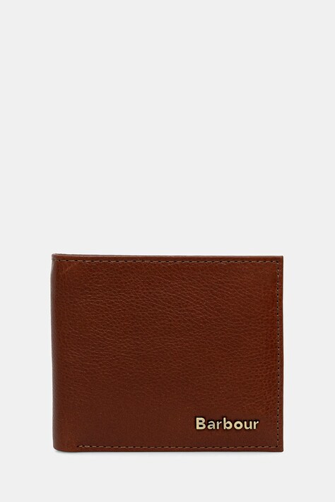 Barbour portofel de piele Lunan Leather Billfold Wallet culoarea maro, MLG0070