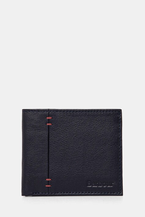 Barbour portofel de piele Lossie Leather Billfold Wallet barbati, culoarea albastru marin, MLG0071