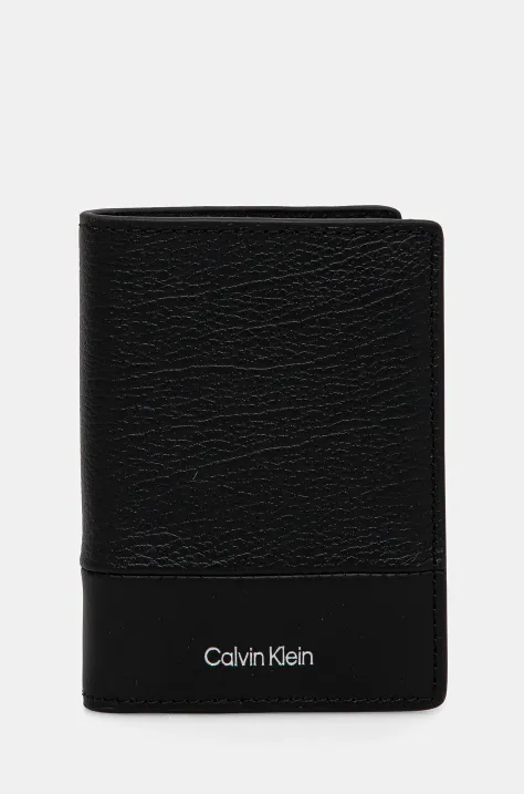 Calvin Klein portofel de piele barbati, culoarea negru, K50K512921