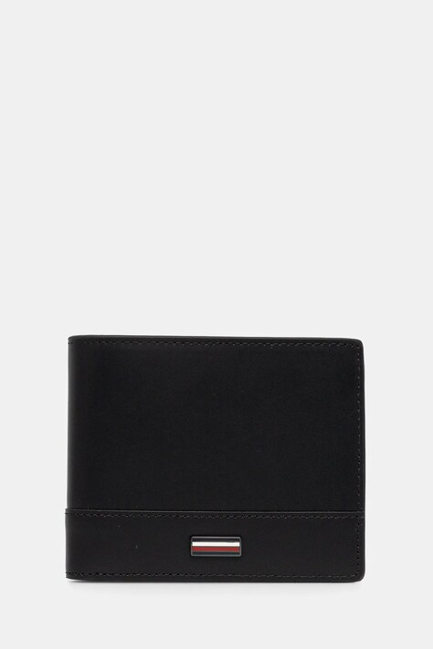 Kožená peňaženka Tommy Hilfiger pánska, čierna farba, AM0AM13245