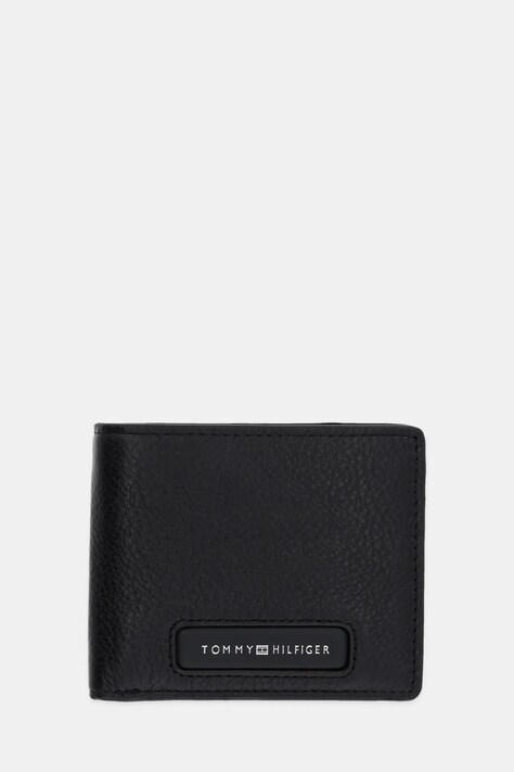 Usnjena denarnica Tommy Hilfiger moška, črna barva, AM0AM13251