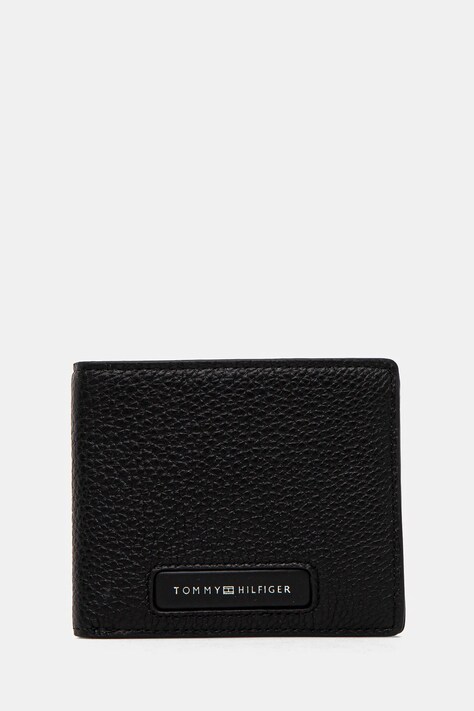Usnjena denarnica Tommy Hilfiger moška, črna barva, AM0AM13252