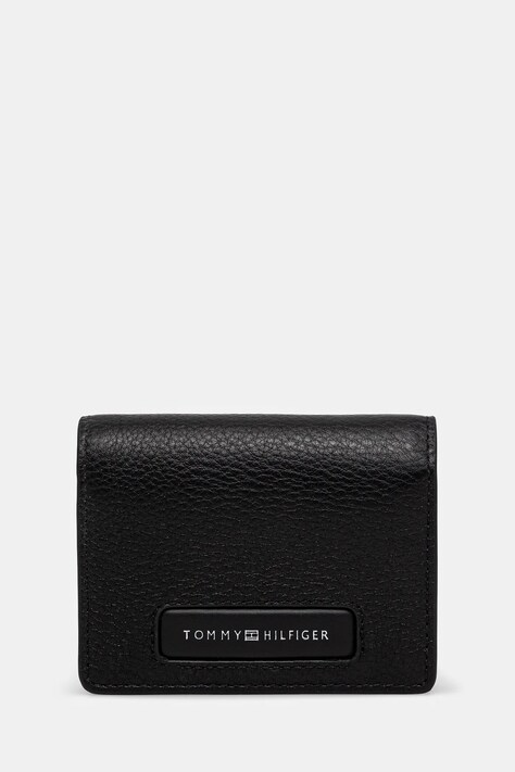Kožená peněženka Tommy Hilfiger černá barva, AM0AM13254