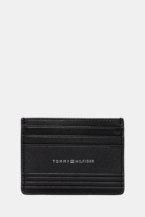 Kožené pouzdro na karty Tommy Hilfiger černá barva, AM0AM13257