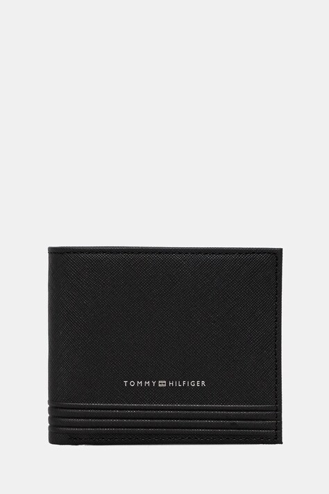 Kožená peněženka Tommy Hilfiger černá barva, AM0AM13259