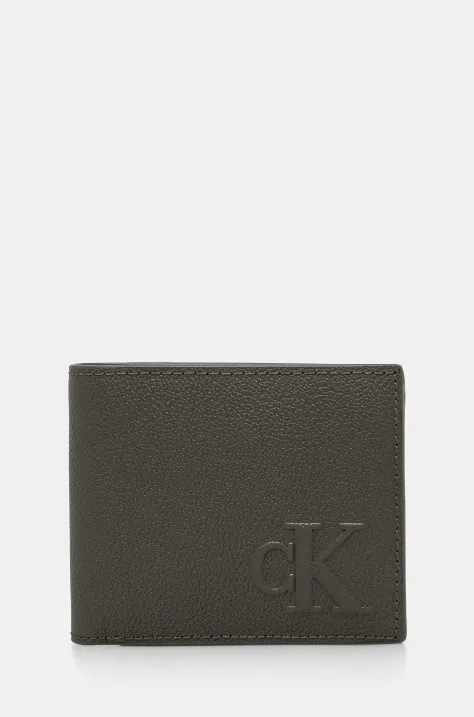 Кожаный кошелек Calvin Klein Jeans мужской цвет зелёный LV04G1022G