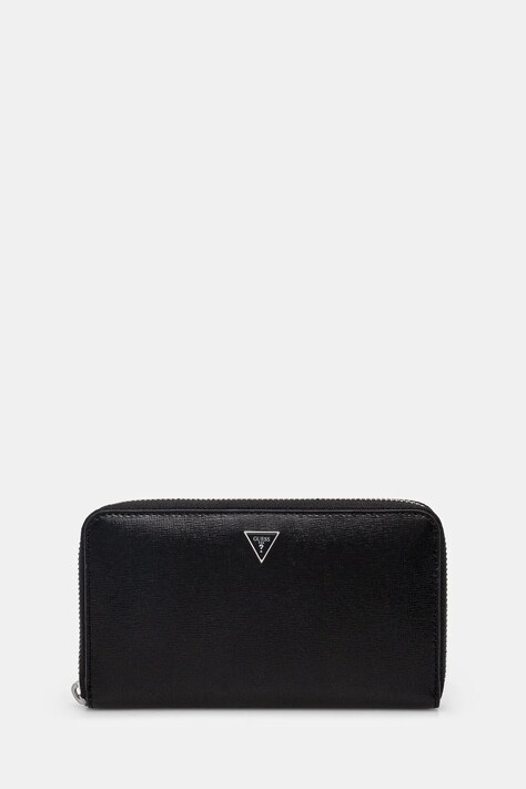 Guess portofel de piele LYON barbati, culoarea negru, SMLYSL LEA28