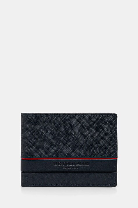 U.S. Polo Assn. portofel de piele Yale barbati, culoarea albastru marin, WEUYA2619MHA