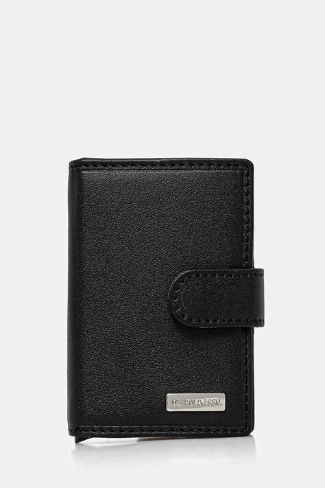 Шкіряний чохол на банківські карти U.S. Polo Assn. Utah колір чорний WEUUA2617MHA
