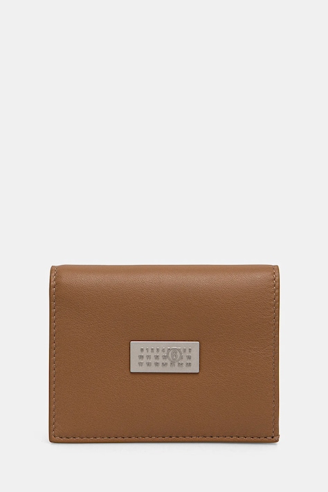 Kožená peněženka MM6 Maison Margiela hnědá barva, SA5UI0015.P7258
