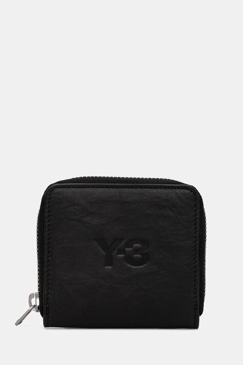 Кожен портфейл Y-3 Crinkle Leather Wallet в черно JD2895