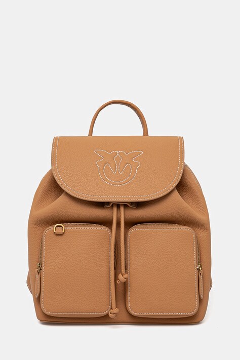 Кожаный рюкзак Pinko женский цвет коричневый маленький однотонный 104351 A1LF